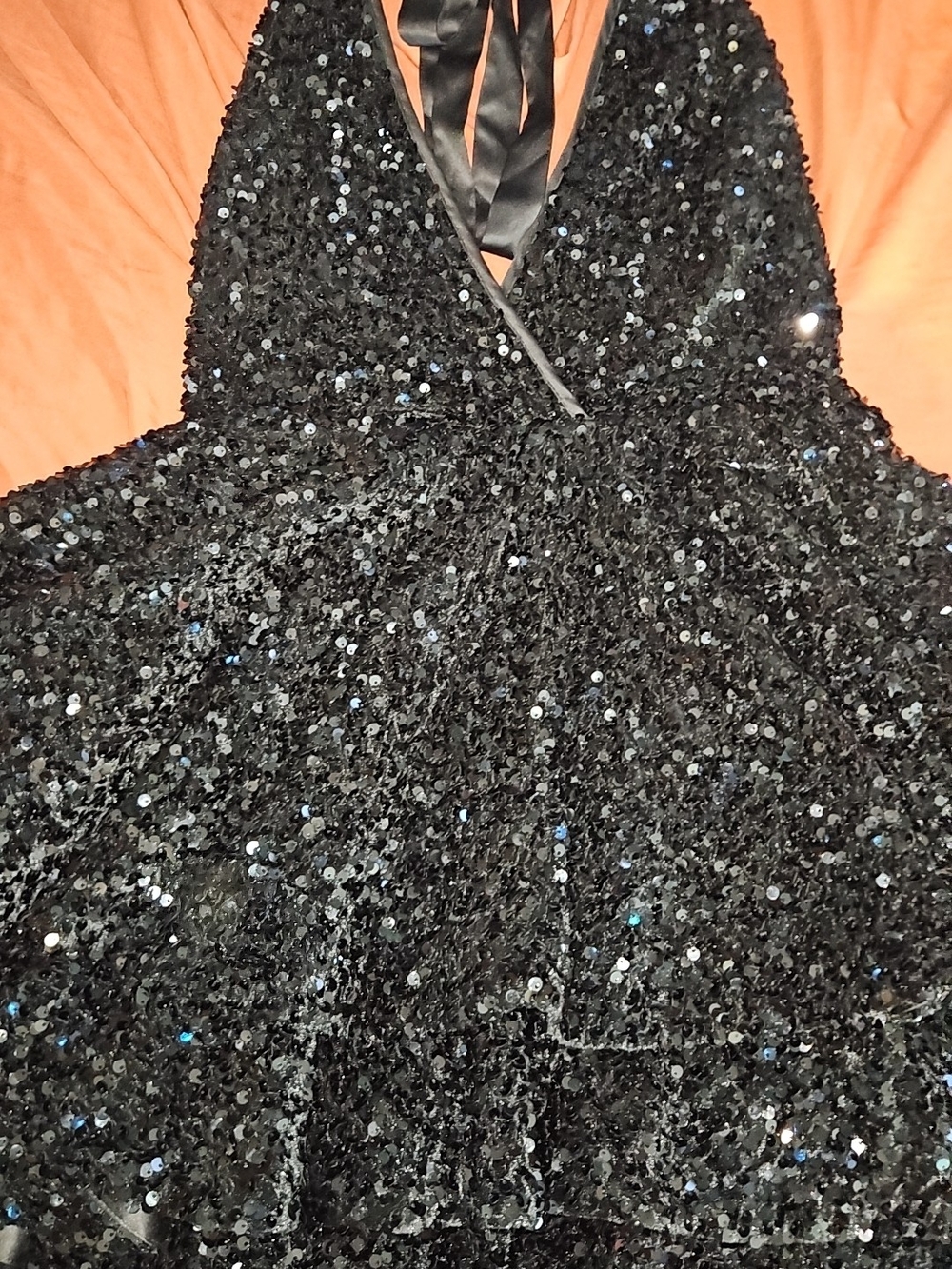 AKIRA Black Sequin Halter Homecoming Dress- Womens XL